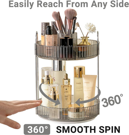 360 Rotating Makeup Organizer for Vanity,2 Tier Large Capacity Skincare Organizers,Bathroom Counter Organizer, Spinning Perfume Organizer & Vanity Organizer (Green-2 Tier)