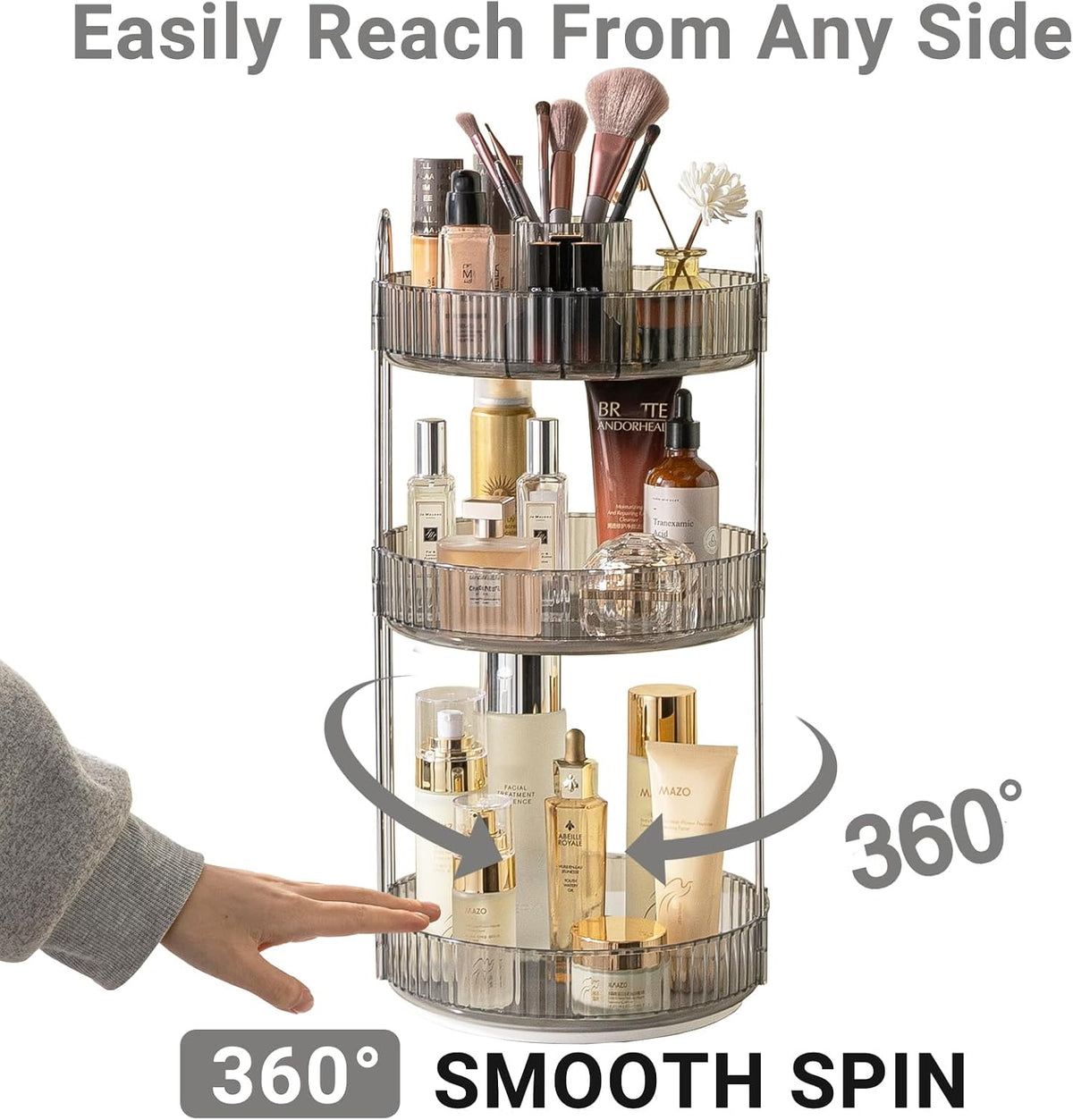 360 Rotating Makeup Organizer for Vanity,2 Tier Large Capacity Skincare Organizers,Bathroom Counter Organizer, Spinning Perfume Organizer & Vanity Organizer (Green-2 Tier)