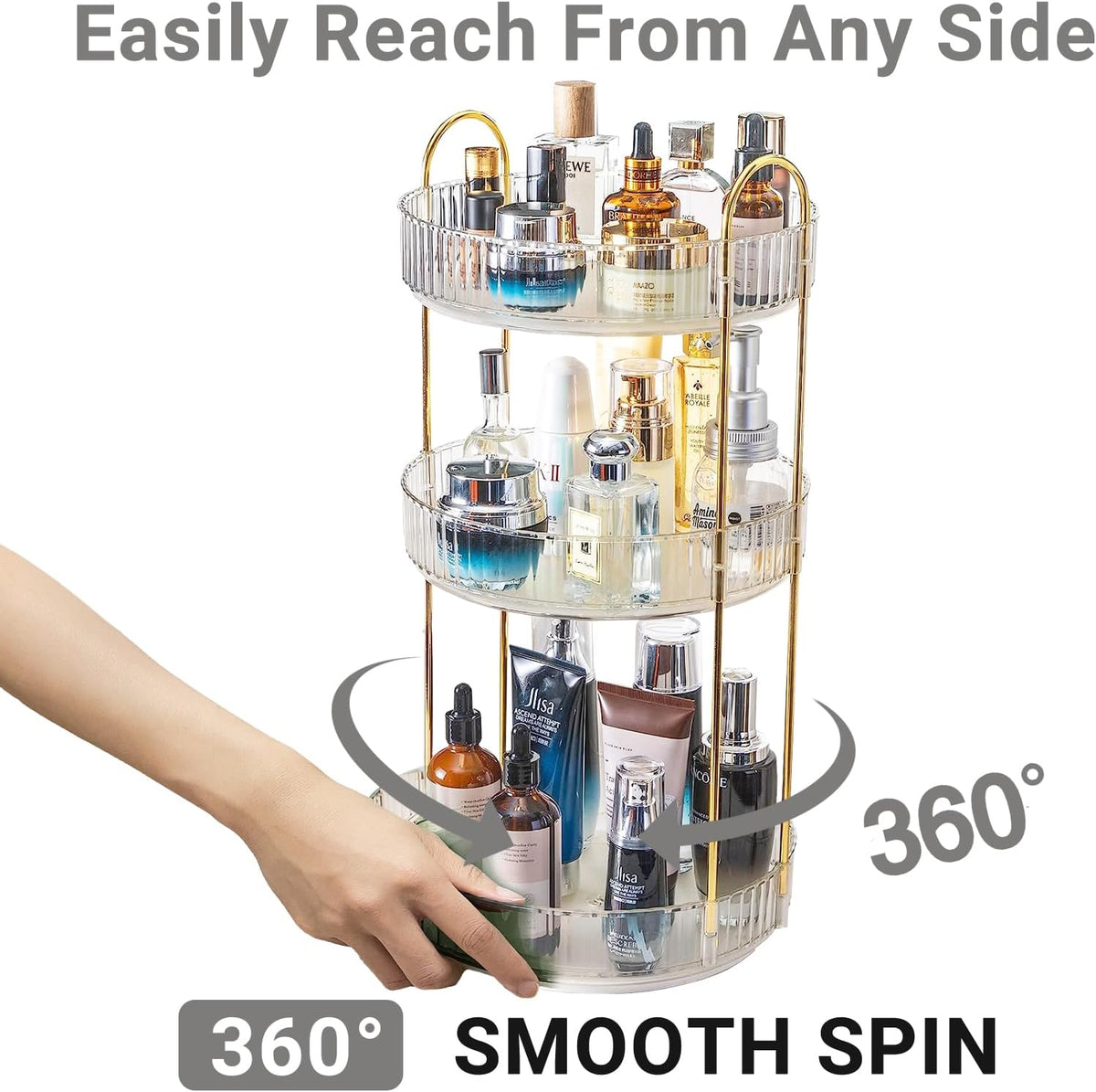 360 Rotating Makeup Organizer for Vanity,2 Tier Large Capacity Skincare Organizers,Bathroom Counter Organizer, Spinning Perfume Organizer & Vanity Organizer (Green-2 Tier)