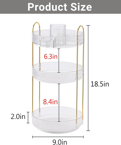 360 Rotating Makeup Organizer for Vanity,2 Tier Large Capacity Skincare Organizers,Bathroom Counter Organizer, Spinning Perfume Organizer & Vanity Organizer (Green-2 Tier)