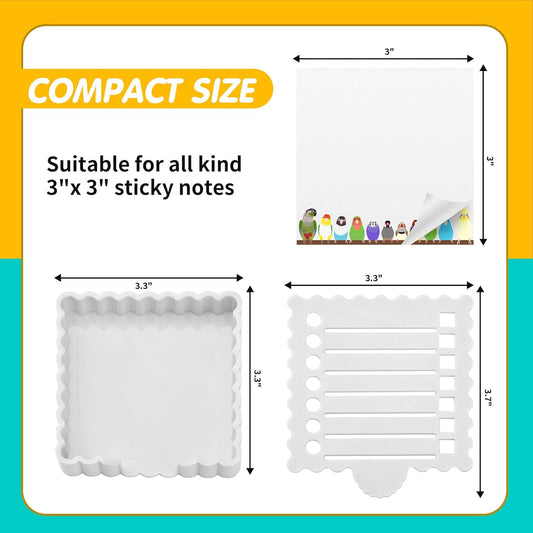 Sticky Notes Holder Cute with Stencil, Wavy Self-Stick Notepad Holder, Note Dispenser for Desk, Sticky Notes Organizer