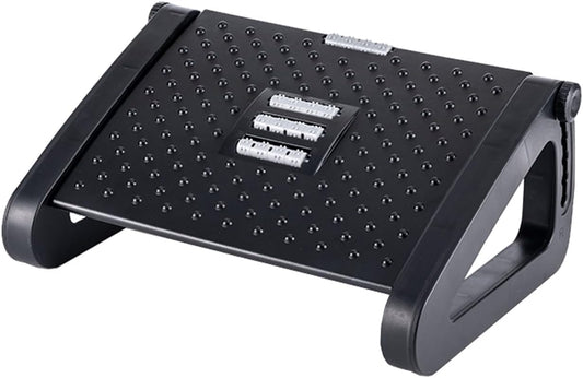 Foot Stool Under Desk,Featuring a Massage Roller,‌Ergonomic Design‌,6-Position Incline Adjustment,to Relieve Leg Fatigue in Seated workspaces.