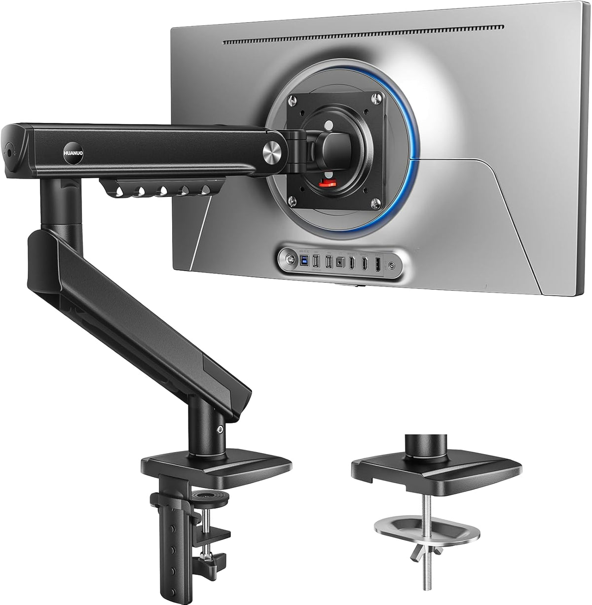 FlowLift™ Pro Monitor Arm for 13–32" Screens, MechaSpring Monitor Mount, Fully-Adjustable Monitor Stand with Tilt/Swivel/Rotation, Tool-Free VESA Mount, C-Clamp/Grommet Base, Max Load 19.8 lbs