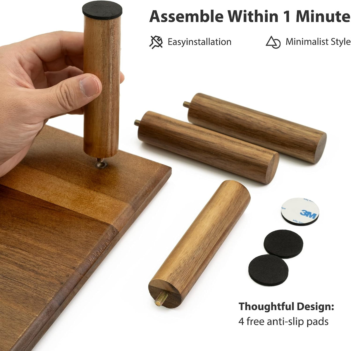Bamboo Dual Monitor Stand Riser, Natural Desktop Shelf with Storage