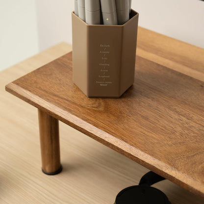 Bamboo Dual Monitor Stand Riser, Natural Desktop Shelf with Storage