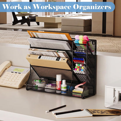 Adjustable 5 Tiers Wall File Organizer Metal Hanging Holder Black
