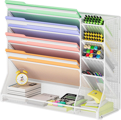 Adjustable 5 Tiers Wall File Organizer Metal Hanging Holder Black