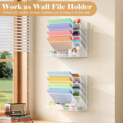 Adjustable 5 Tiers Wall File Organizer Metal Hanging Holder Black