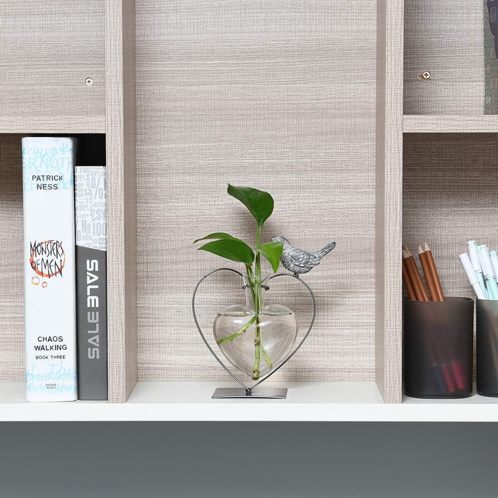 Desktop Glass Planter Hydroponics Vase,Planter Bulb Vase with Holder for Home Decoration,Modern Creative Bird Plant Terrarium Stand, Scindapsus Container (Bulb Vase)