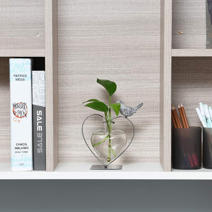 Desktop Glass Planter Hydroponics Vase,Planter Bulb Vase with Holder for Home Decoration,Modern Creative Bird Plant Terrarium Stand, Scindapsus Container (Bulb Vase)