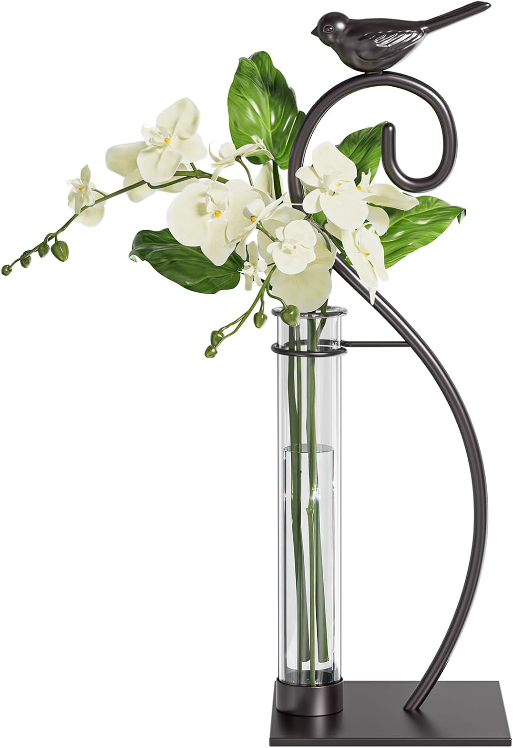 Desktop Glass Planter Hydroponics Vase,Planter Bulb Vase with Holder for Home Decoration,Modern Creative Bird Plant Terrarium Stand, Scindapsus Container (Bulb Vase)