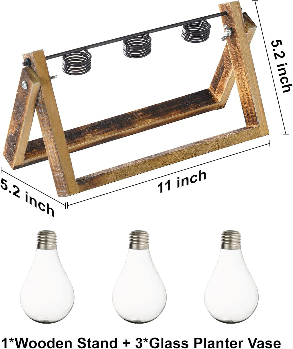 Desktop Glass Planter Hydroponics Vase,Planter Bulb Vase with Holder for Home Decoration,Modern Creative Bird Plant Terrarium Stand, Scindapsus Container (Bulb Vase)