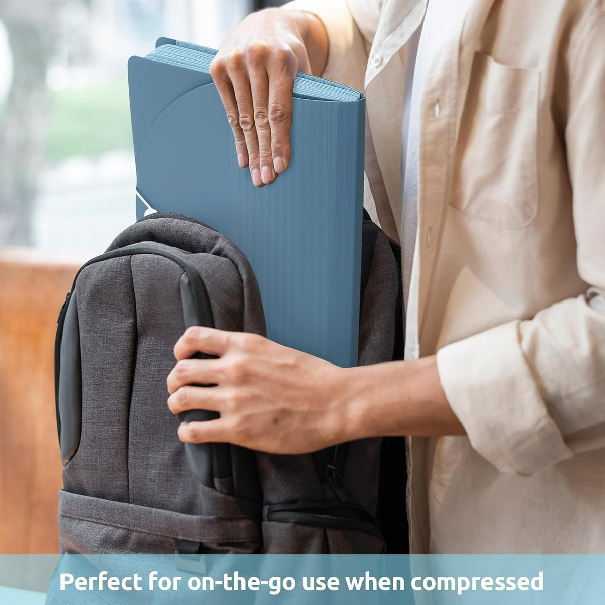 Accordion File Organizer, Expanding File Folder with 13 Pockets, Portable Document Paper Bill Receipt Organizer, Home School Office Supplies, Letter A4 Size Haze Blue
