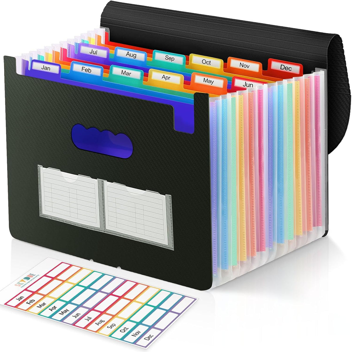 Accordion File Organizer, Expanding File Folder with 13 Pockets, Portable Document Paper Bill Receipt Organizer, Home School Office Supplies, Letter A4 Size Haze Blue