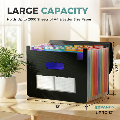 Accordion File Organizer, Expanding File Folder with 13 Pockets, Portable Document Paper Bill Receipt Organizer, Home School Office Supplies, Letter A4 Size Haze Blue