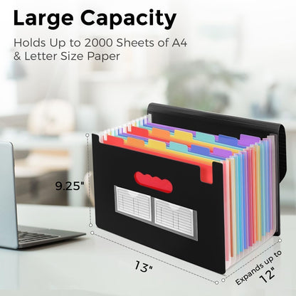 Accordion File Organizer, Expanding File Folder with 13 Pockets, Portable Document Paper Bill Receipt Organizer, Home School Office Supplies, Letter A4 Size Haze Blue