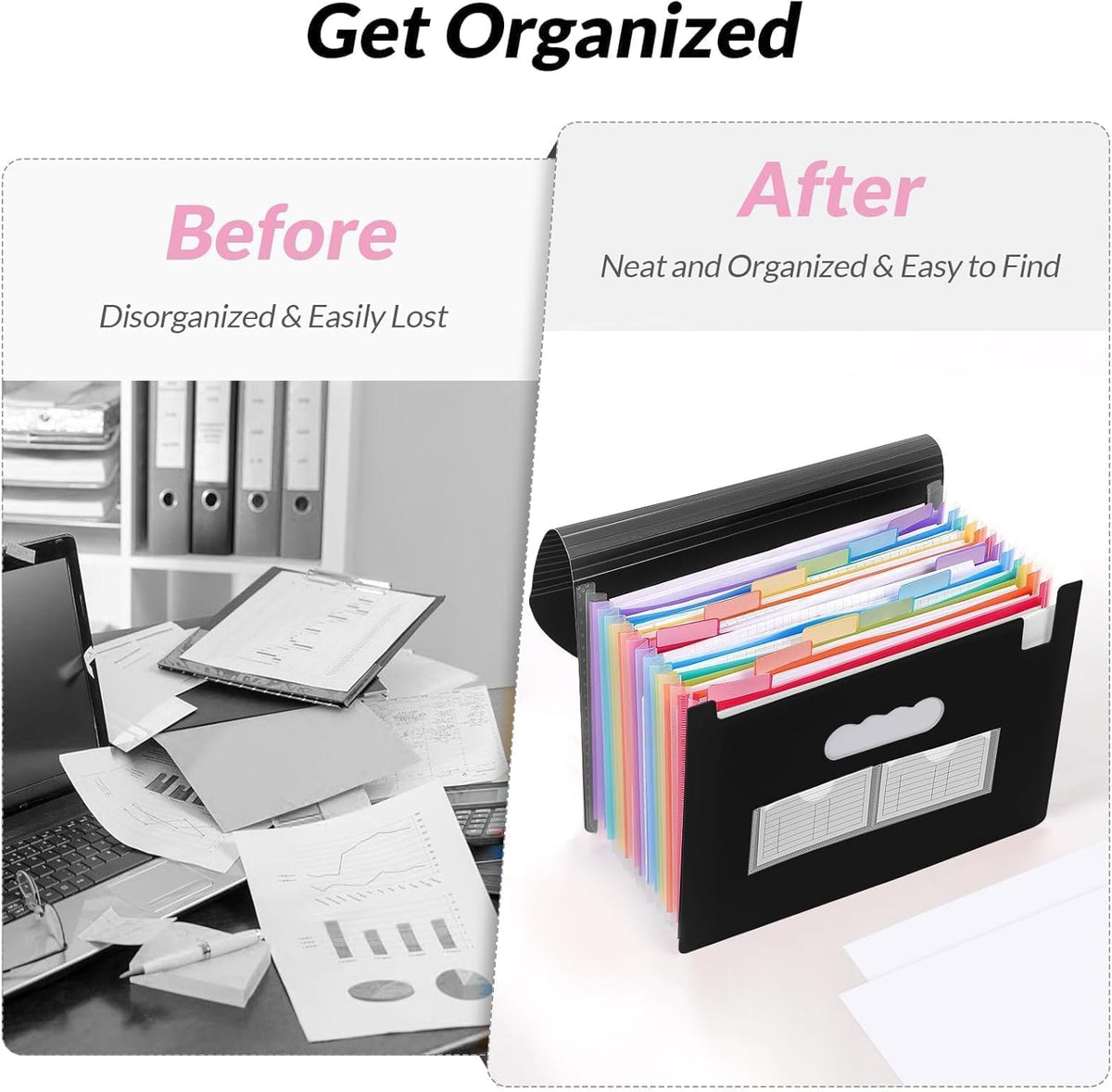 Accordion File Organizer, Expanding File Folder with 13 Pockets, Portable Document Paper Bill Receipt Organizer, Home School Office Supplies, Letter A4 Size Haze Blue