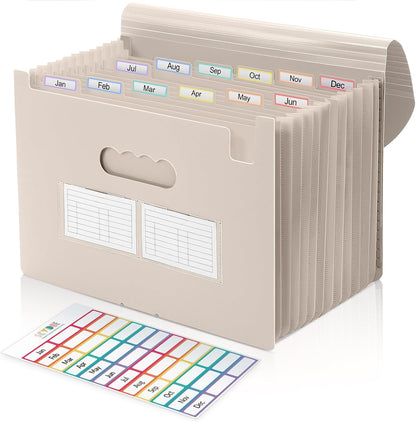 Accordion File Organizer, Expanding File Folder with 13 Pockets, Portable Document Paper Bill Receipt Organizer, Home School Office Supplies, Letter A4 Size Haze Blue