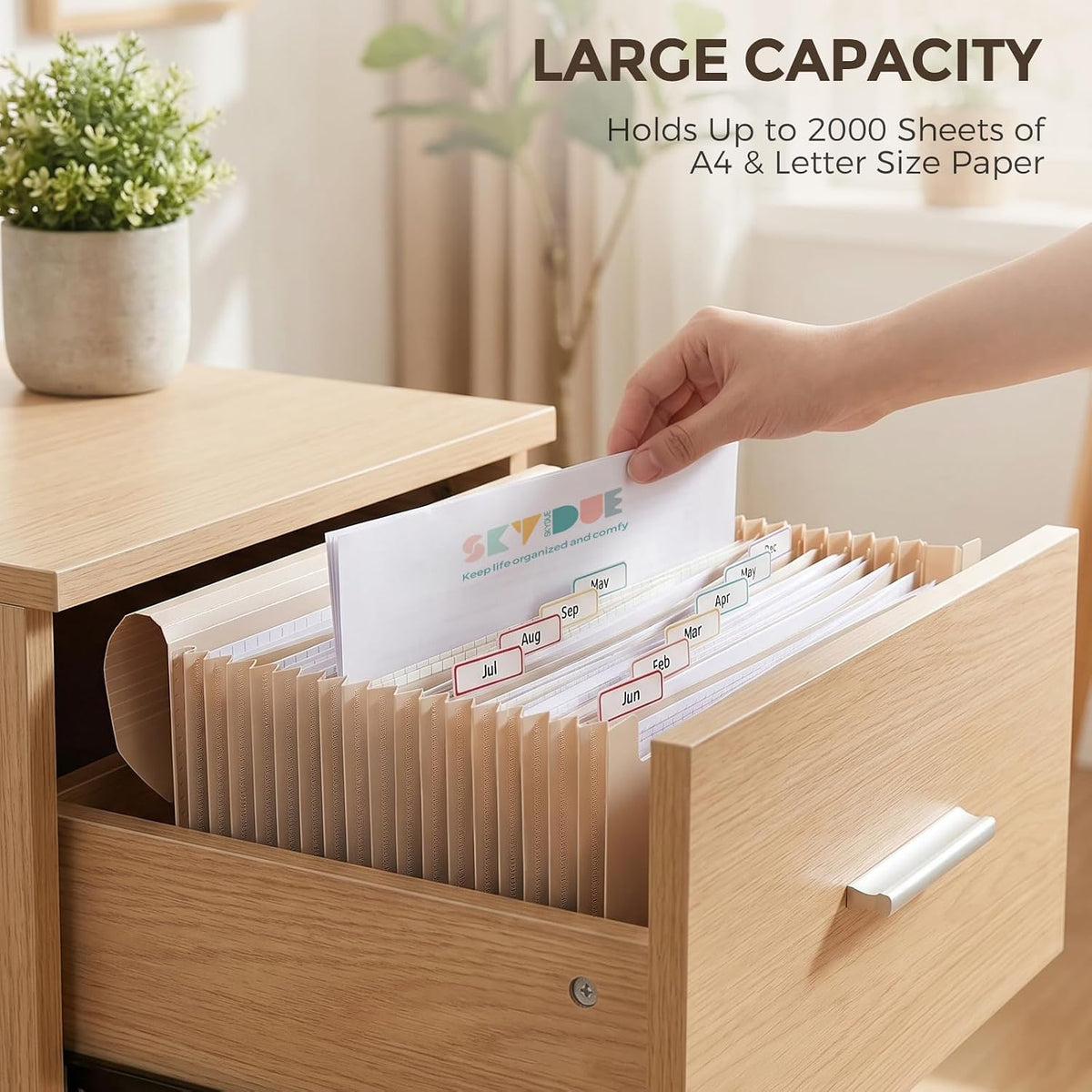 Accordion File Organizer, Expanding File Folder with 13 Pockets, Portable Document Paper Bill Receipt Organizer, Home School Office Supplies, Letter A4 Size Haze Blue