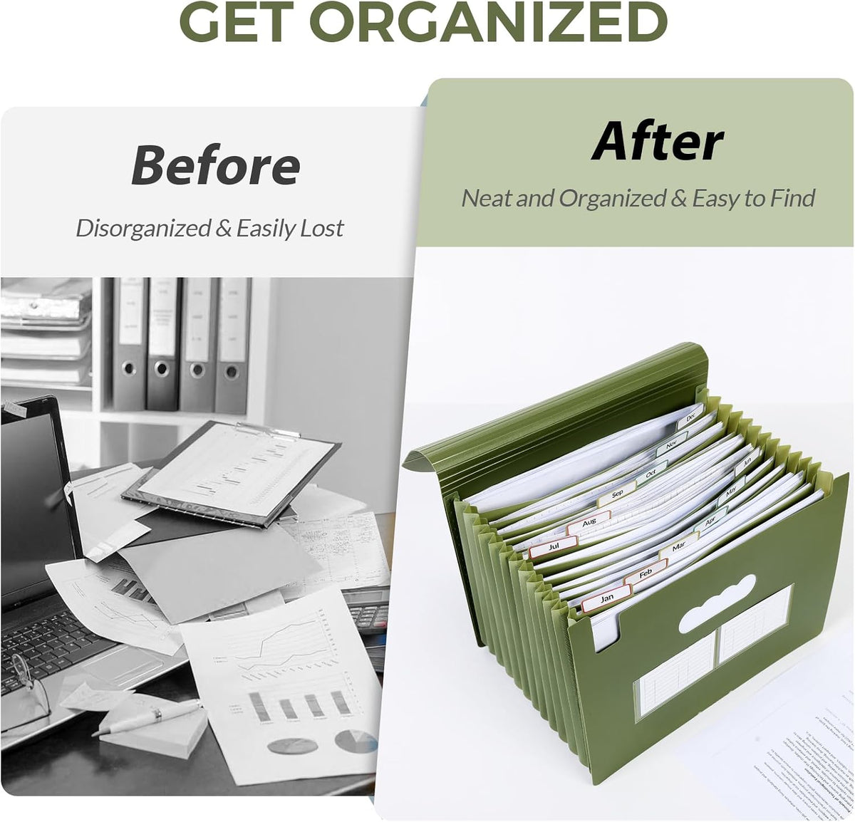 Accordion File Organizer, Expanding File Folder with 13 Pockets, Portable Document Paper Bill Receipt Organizer, Home School Office Supplies, Letter A4 Size Haze Blue