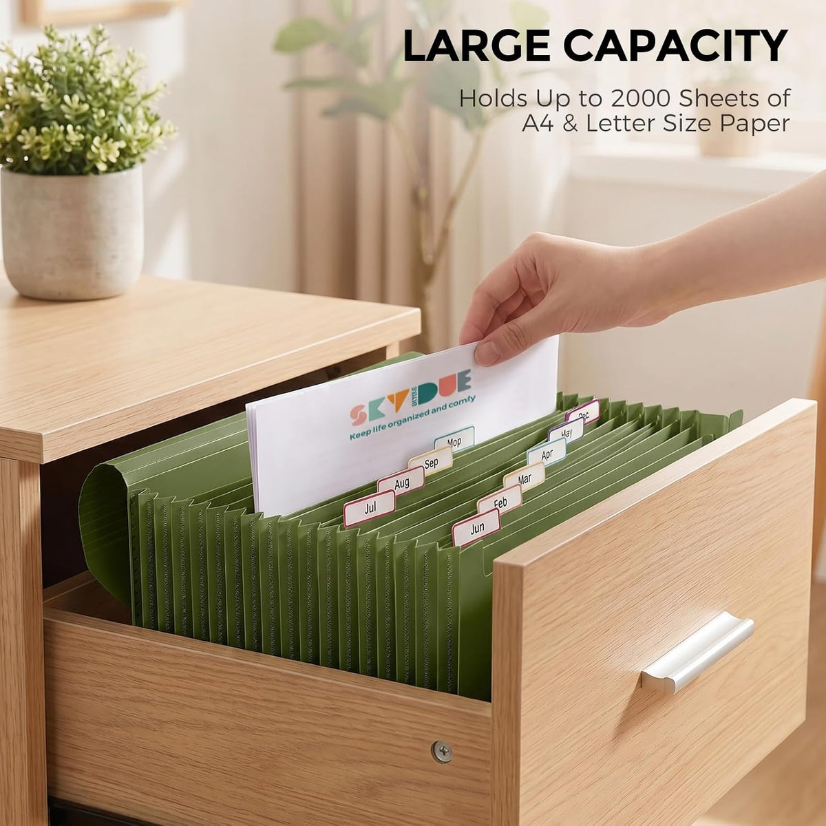 Accordion File Organizer, Expanding File Folder with 13 Pockets, Portable Document Paper Bill Receipt Organizer, Home School Office Supplies, Letter A4 Size Haze Blue