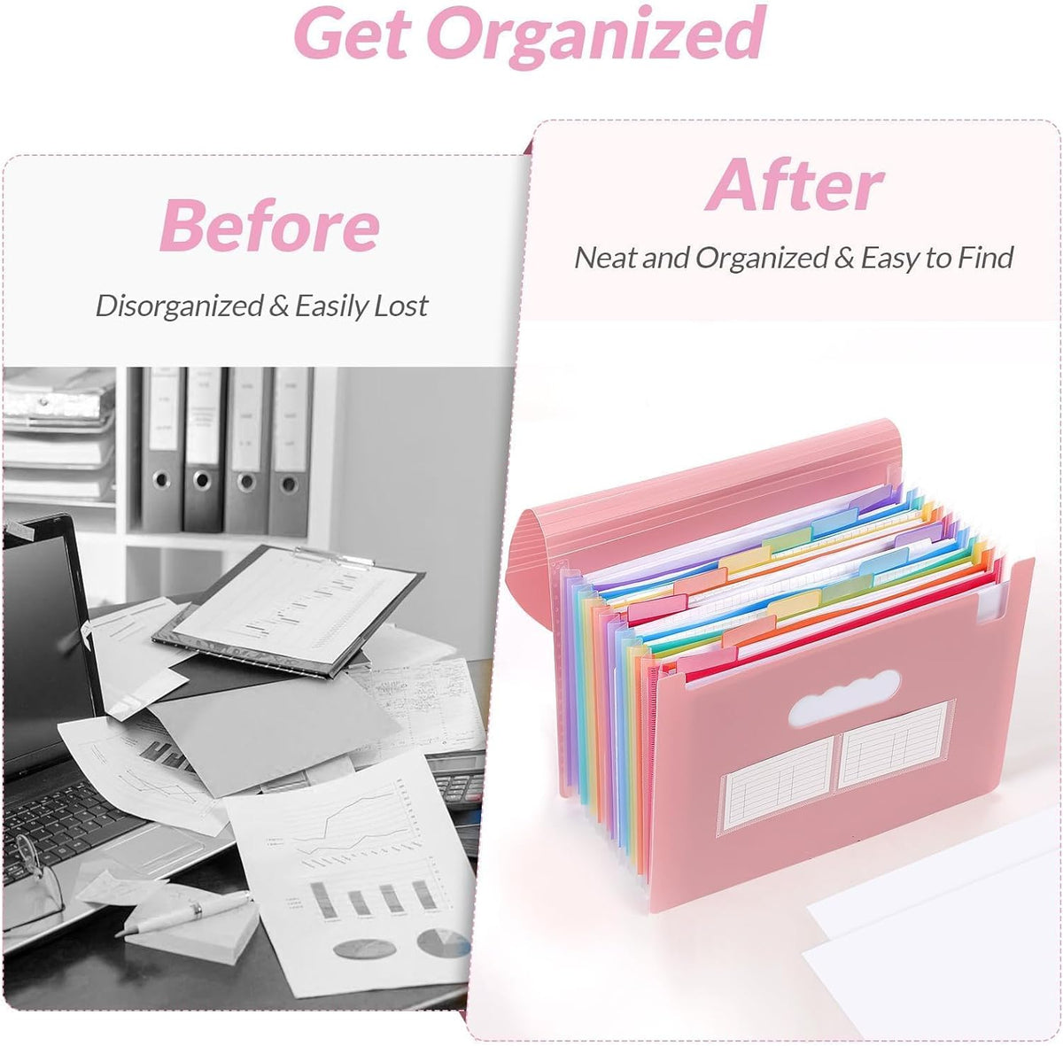 Accordion File Organizer, Expanding File Folder with 13 Pockets, Portable Document Paper Bill Receipt Organizer, Home School Office Supplies, Letter A4 Size Haze Blue