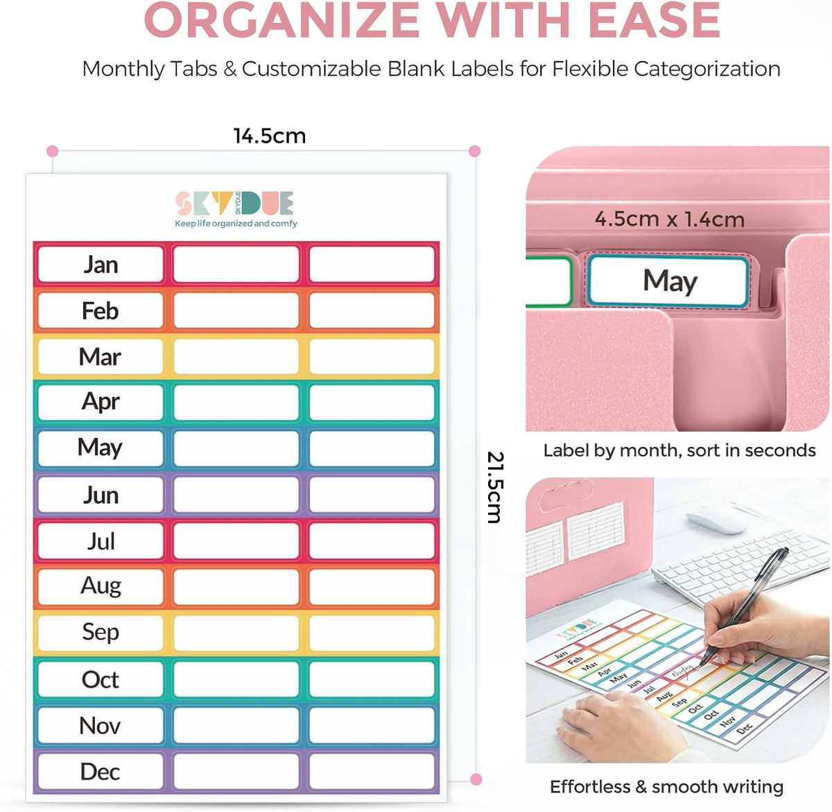 Accordion File Organizer, Expanding File Folder with 13 Pockets, Portable Document Paper Bill Receipt Organizer, Home School Office Supplies, Letter A4 Size Haze Blue