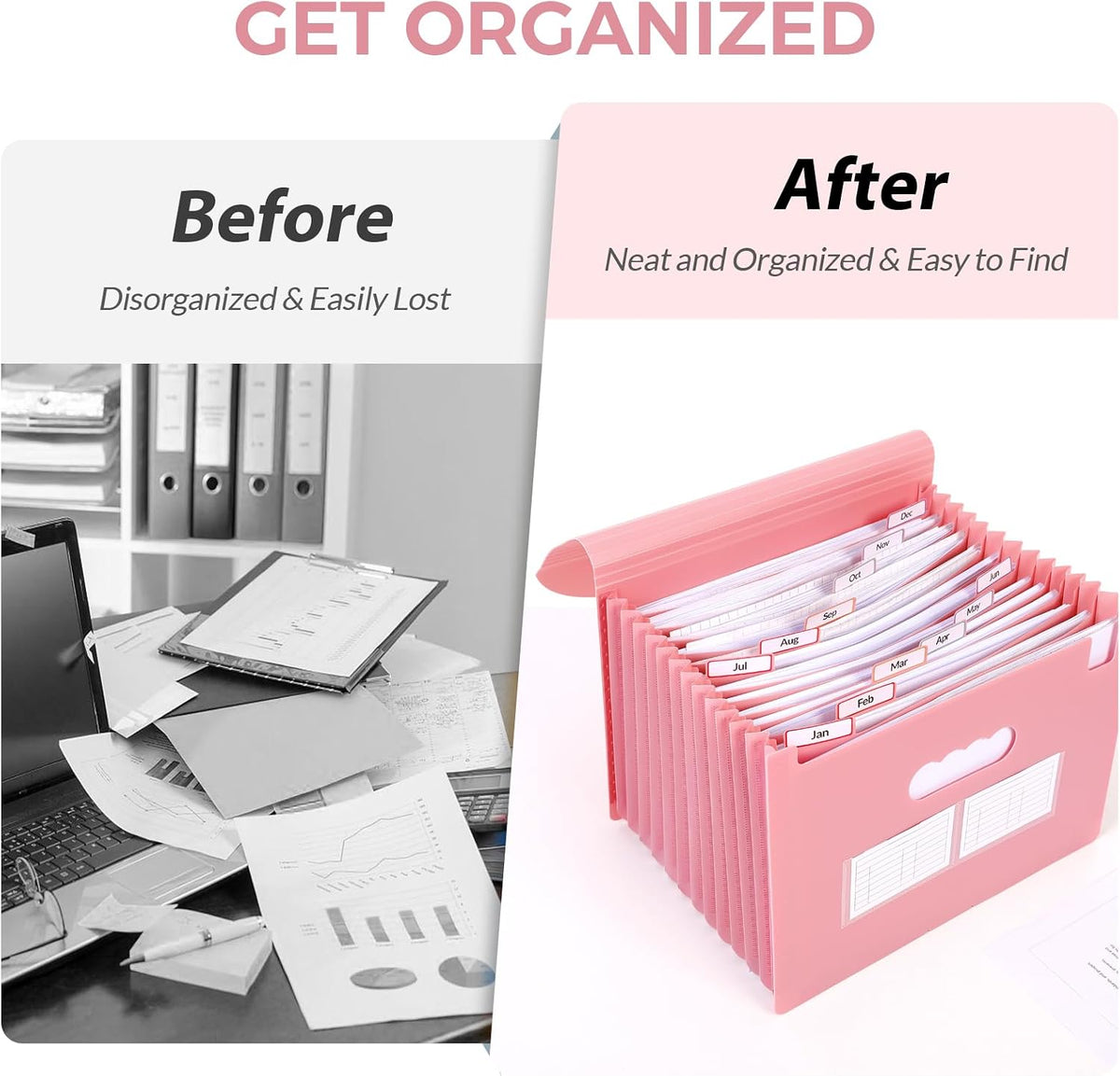Accordion File Organizer, Expanding File Folder with 13 Pockets, Portable Document Paper Bill Receipt Organizer, Home School Office Supplies, Letter A4 Size Haze Blue