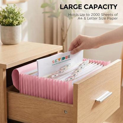 Accordion File Organizer, Expanding File Folder with 13 Pockets, Portable Document Paper Bill Receipt Organizer, Home School Office Supplies, Letter A4 Size Haze Blue