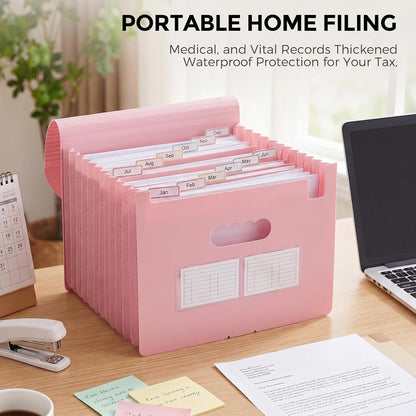 Accordion File Organizer, Expanding File Folder with 13 Pockets, Portable Document Paper Bill Receipt Organizer, Home School Office Supplies, Letter A4 Size Haze Blue