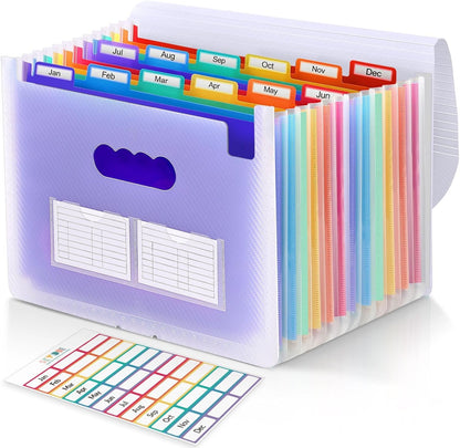 Accordion File Organizer, Expanding File Folder with 13 Pockets, Portable Document Paper Bill Receipt Organizer, Home School Office Supplies, Letter A4 Size Haze Blue