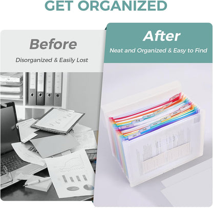 Accordion File Organizer, Expanding File Folder with 13 Pockets, Portable Document Paper Bill Receipt Organizer, Home School Office Supplies, Letter A4 Size Haze Blue