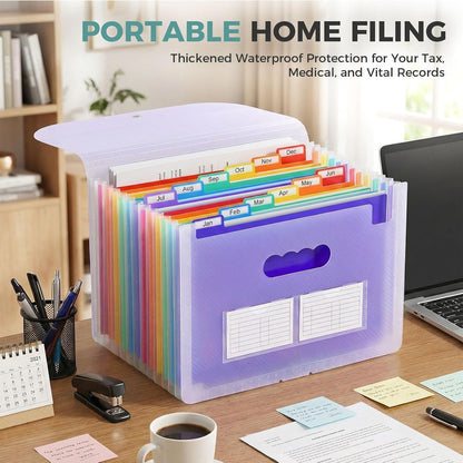 Accordion File Organizer, Expanding File Folder with 13 Pockets, Portable Document Paper Bill Receipt Organizer, Home School Office Supplies, Letter A4 Size Haze Blue