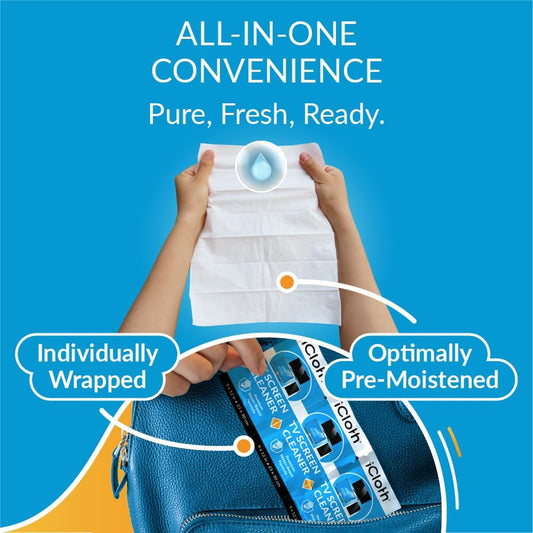 XL Screen Cleaning Wipes, Lint-Free and Streak-Free, Fast-Drying, Removes Dust, Fingerprints, and Smudges