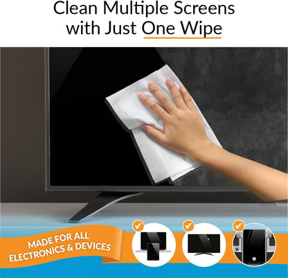 XL Screen Cleaning Wipes, Lint-Free and Streak-Free, Fast-Drying, Removes Dust, Fingerprints, and Smudges