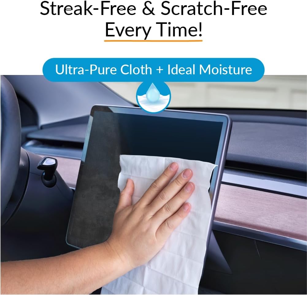 XL Screen Cleaning Wipes, Lint-Free and Streak-Free, Fast-Drying, Removes Dust, Fingerprints, and Smudges