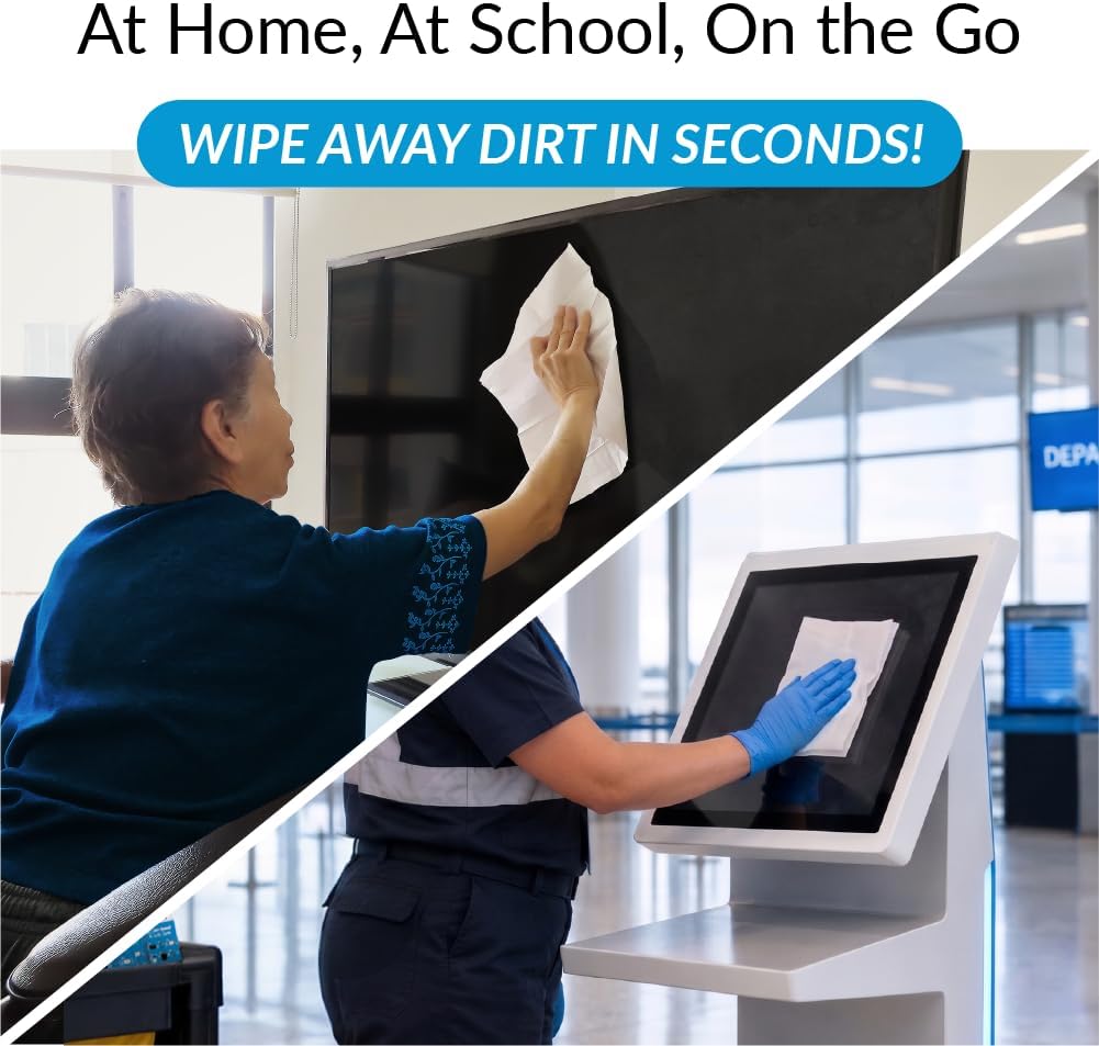 XL Screen Cleaning Wipes, Lint-Free and Streak-Free, Fast-Drying, Removes Dust, Fingerprints, and Smudges