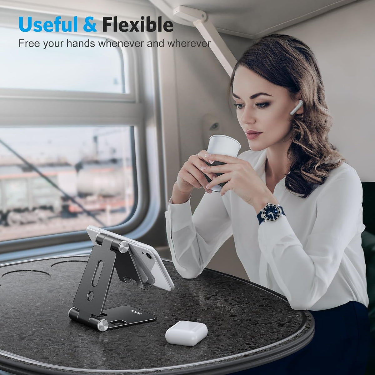 Foldable Cell Phone Stand, C4 Portable Aluminum Phone Holder