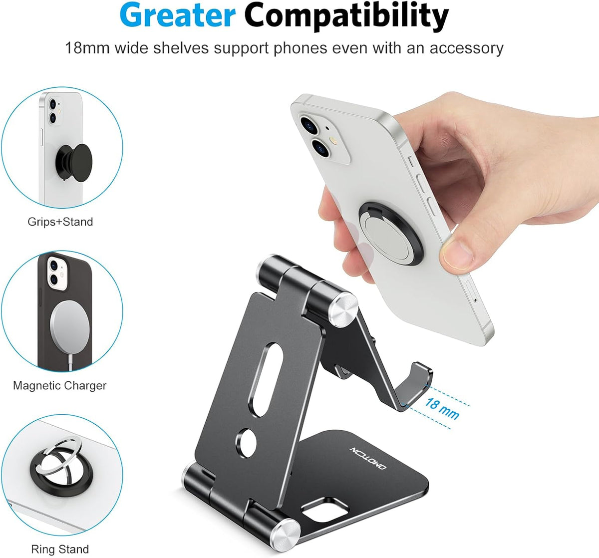 Foldable Cell Phone Stand, C4 Portable Aluminum Phone Holder