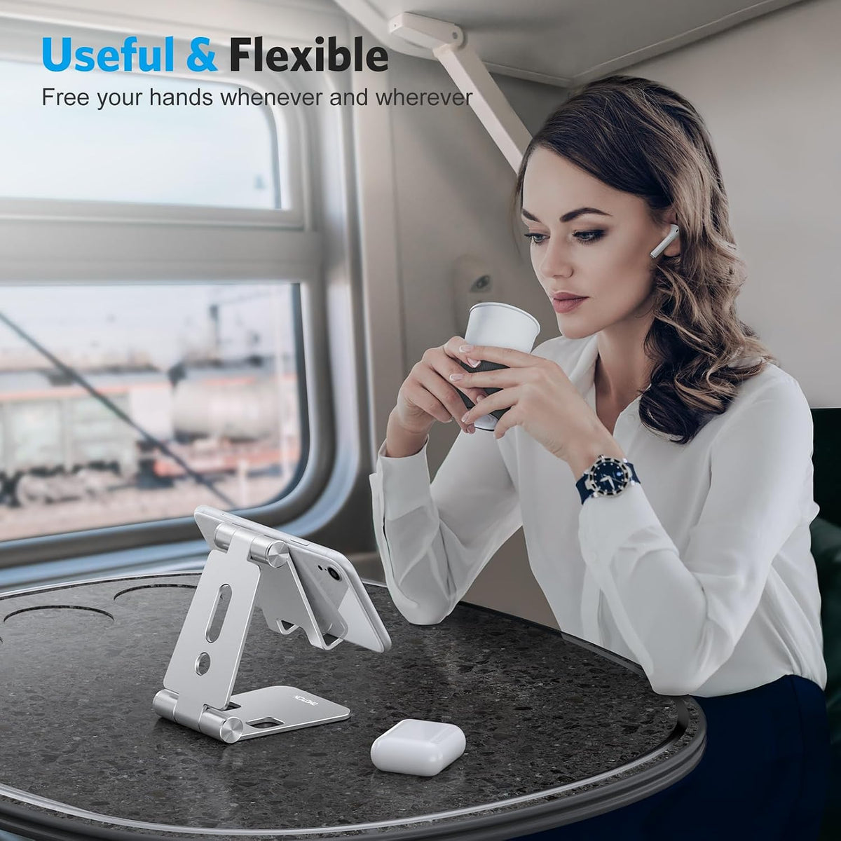Foldable Cell Phone Stand, C4 Portable Aluminum Phone Holder