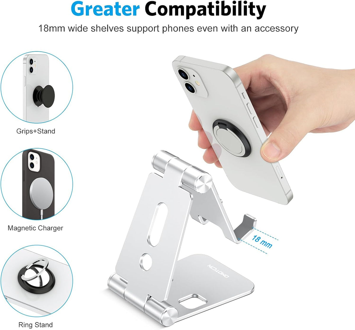 Foldable Cell Phone Stand, C4 Portable Aluminum Phone Holder