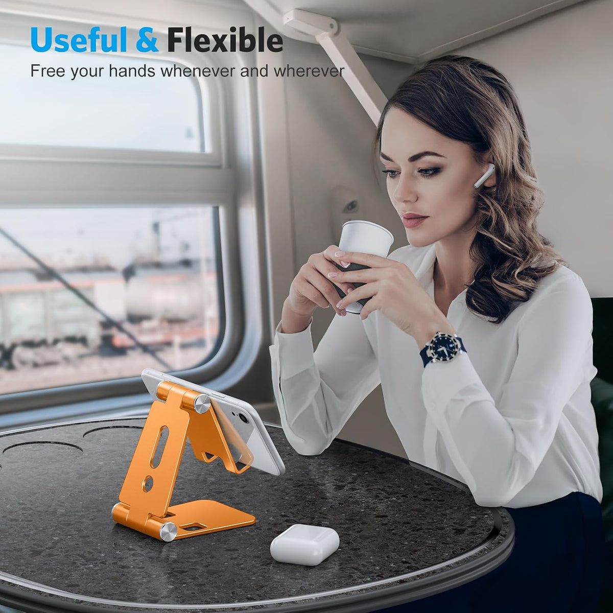 Foldable Cell Phone Stand, C4 Portable Aluminum Phone Holder