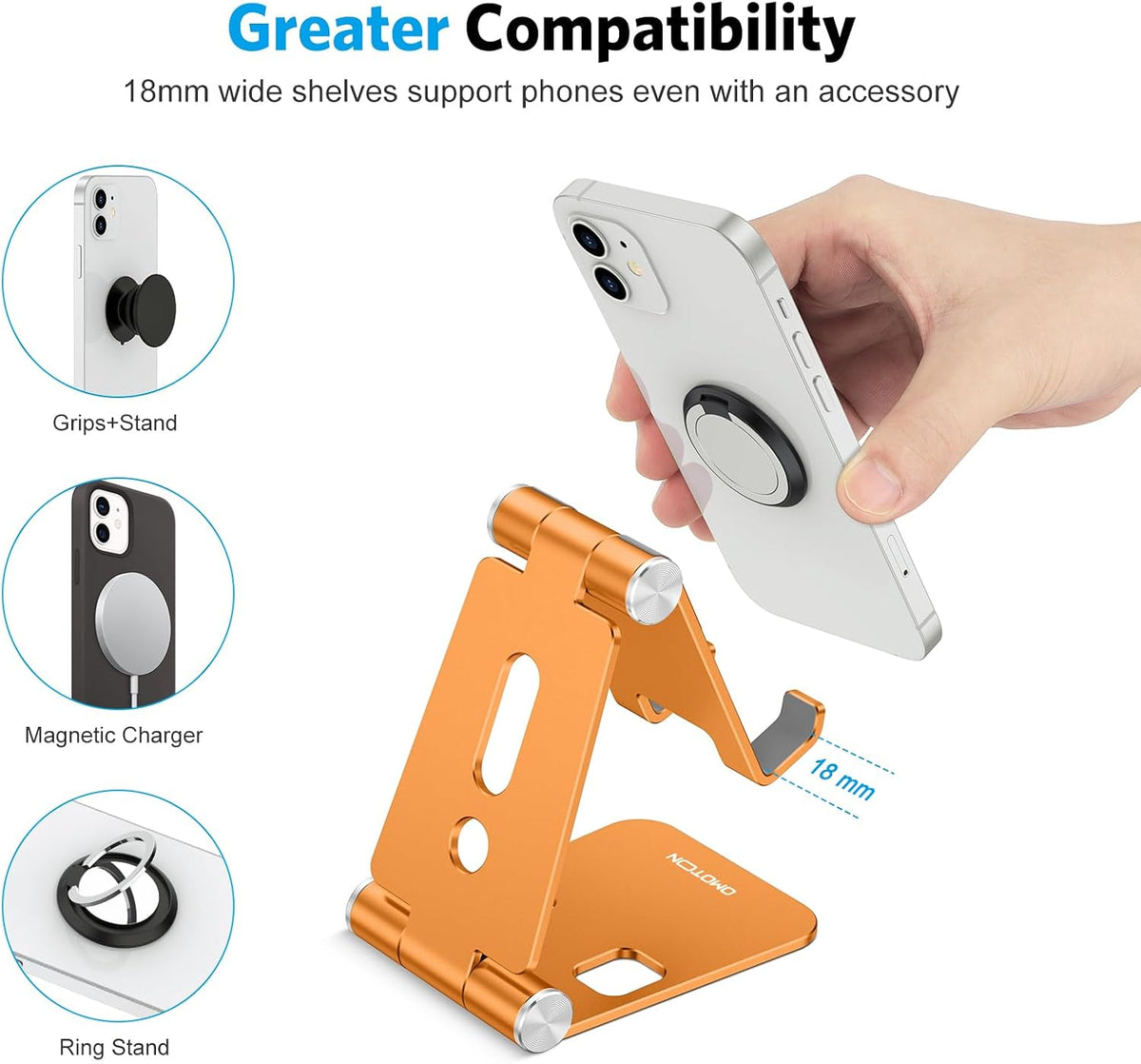 Foldable Cell Phone Stand, C4 Portable Aluminum Phone Holder