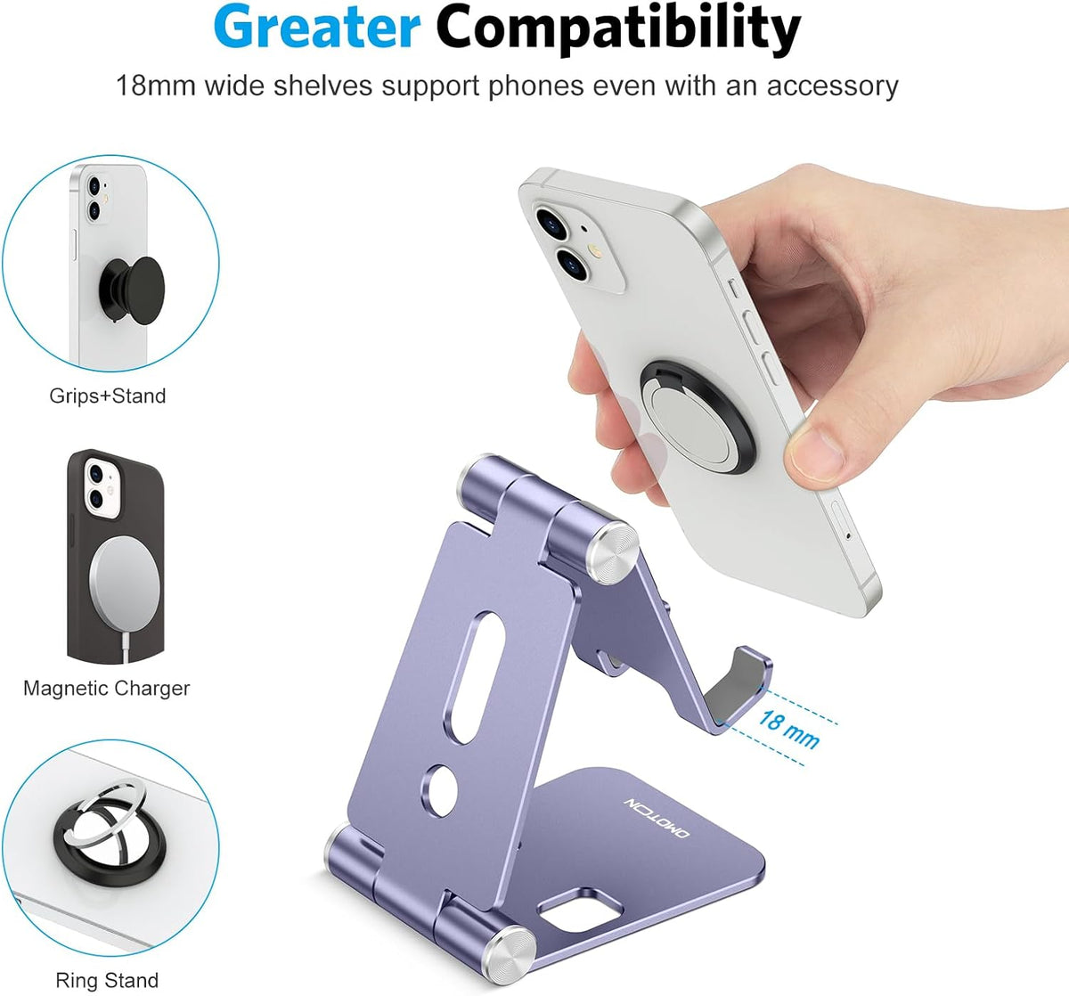 Foldable Cell Phone Stand, C4 Portable Aluminum Phone Holder