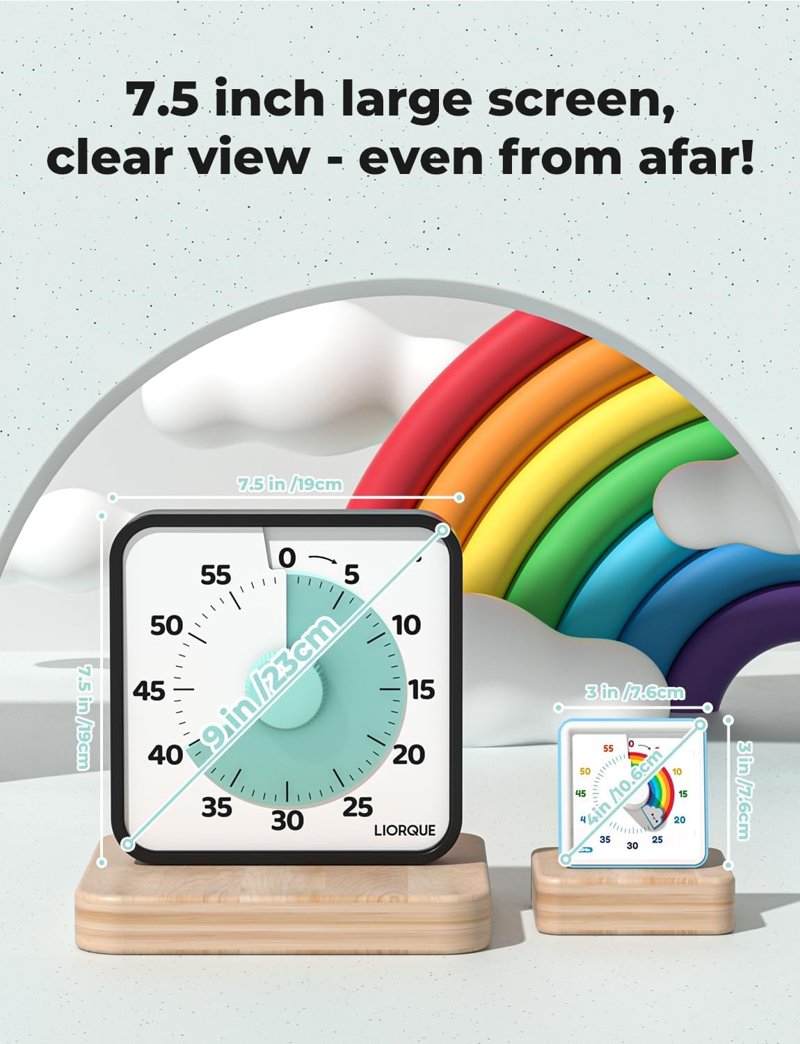 LIORQUE 7.5-Inch Large Visual Timer, 60-Minute Classroom Timer Magnetic