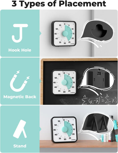 LIORQUE 7.5-Inch Large Visual Timer, 60-Minute Classroom Timer Magnetic