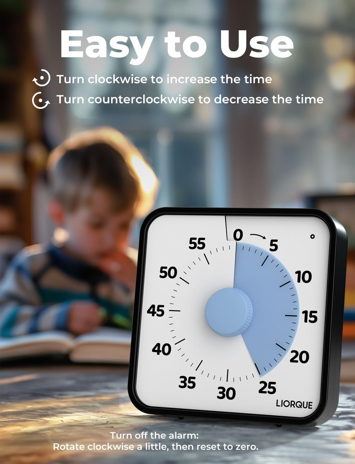 LIORQUE 7.5-Inch Large Visual Timer, 60-Minute Classroom Timer Magnetic