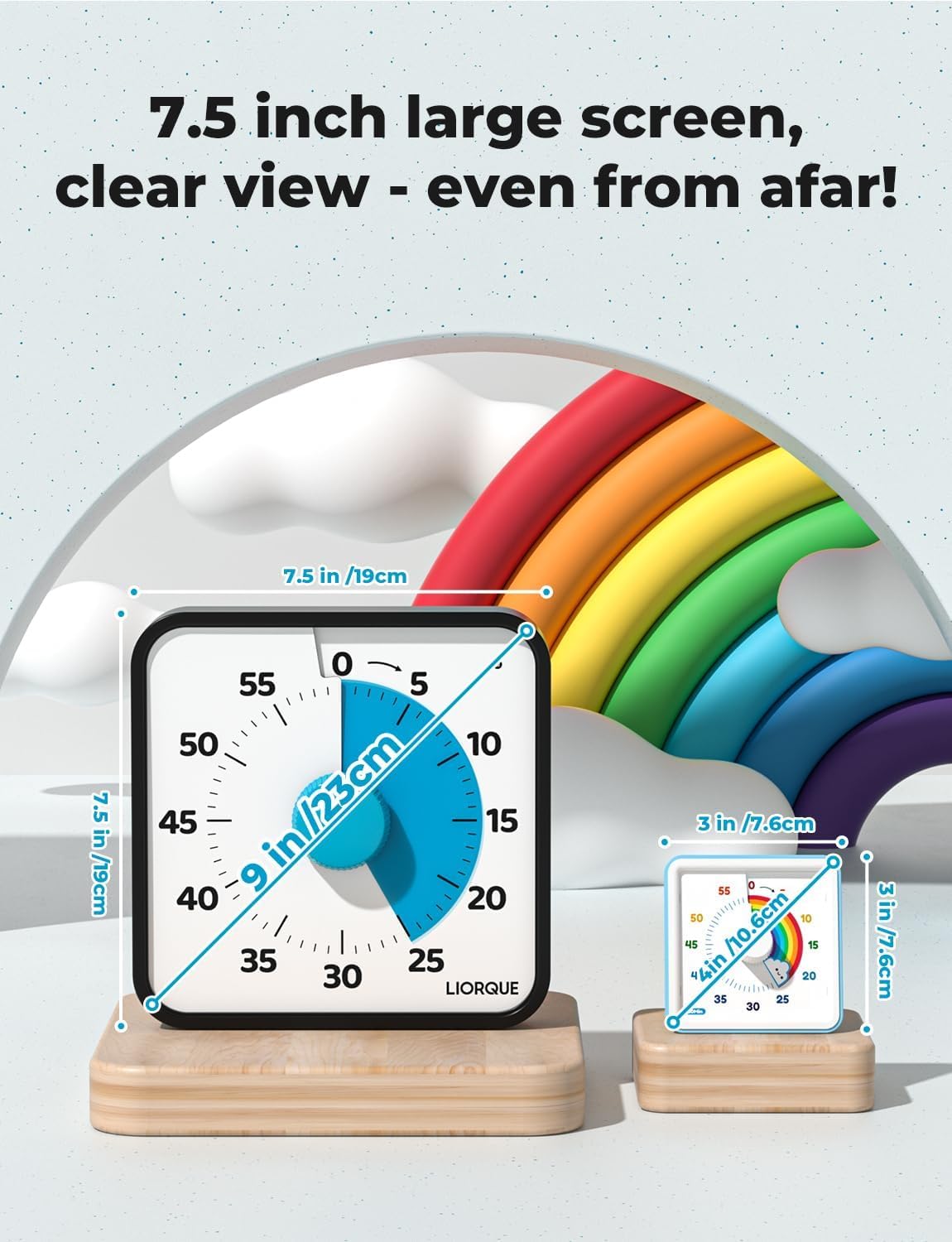 LIORQUE 7.5-Inch Large Visual Timer, 60-Minute Classroom Timer Magnetic