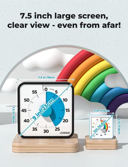 LIORQUE 7.5-Inch Large Visual Timer, 60-Minute Classroom Timer Magnetic