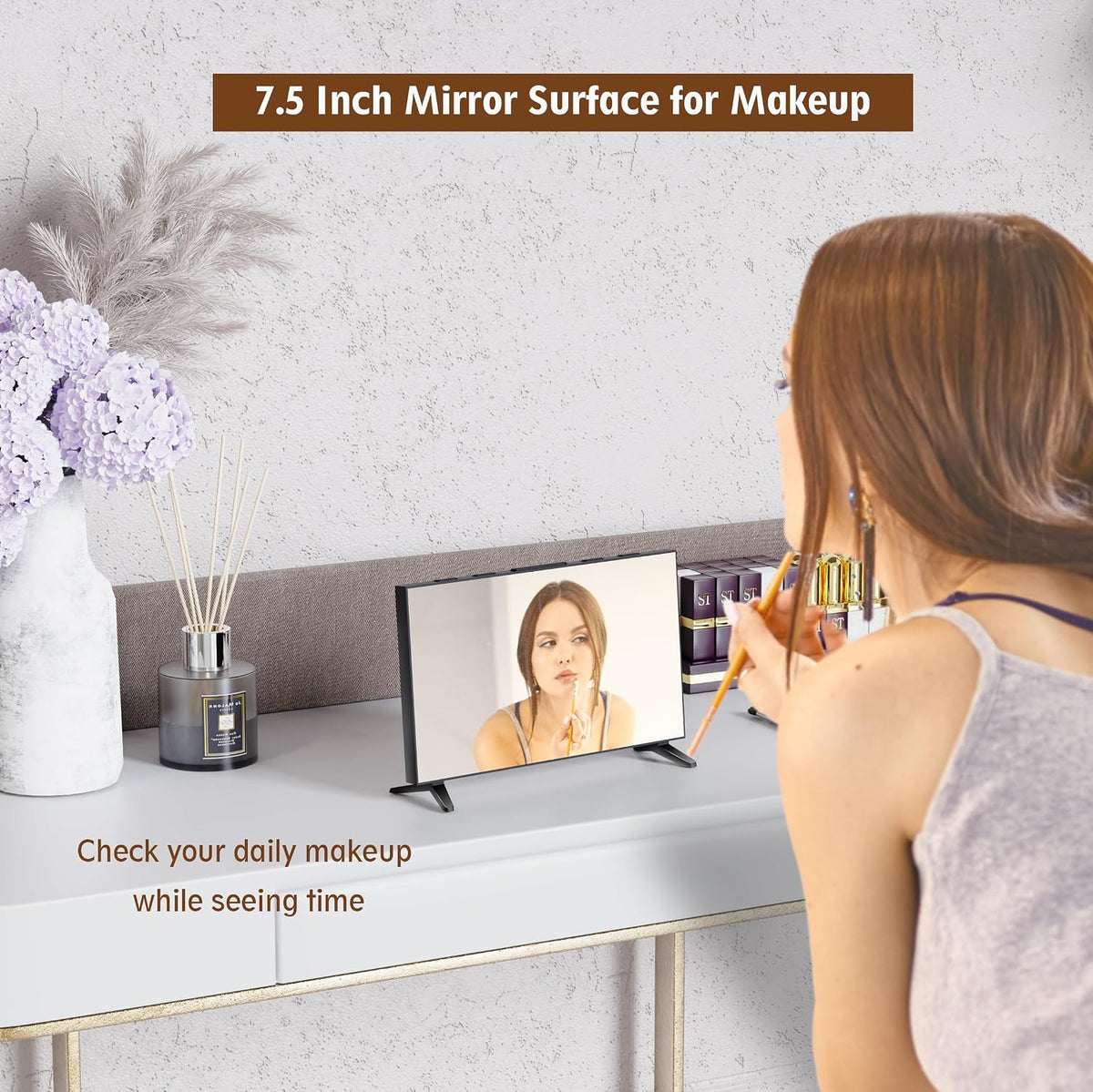 Mirror Digital Loud Alarm Clock with with Date,Indoor Temperature,USB Charging Port,Dimmer,Adjustable Volum,12/24H,Snooze,Dual Alarms (Weekday/Weekend),Perfect for Bedroom and Living Room
